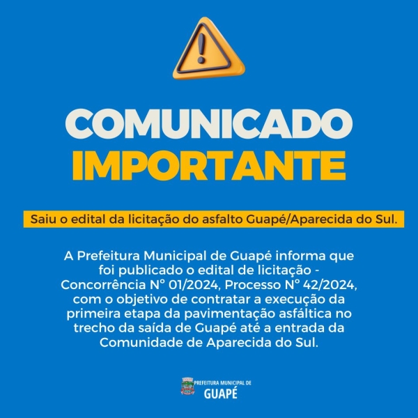 COMUNICADO IMPORTANTE EDITAL ASFALTO