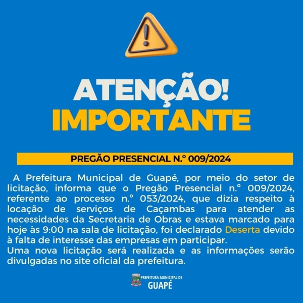 ATENÇÃO! IMPORTANTE