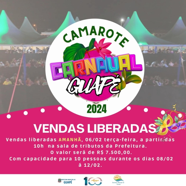 VENDAS DE CAMAROTES PARA O CARNAVAL 2024