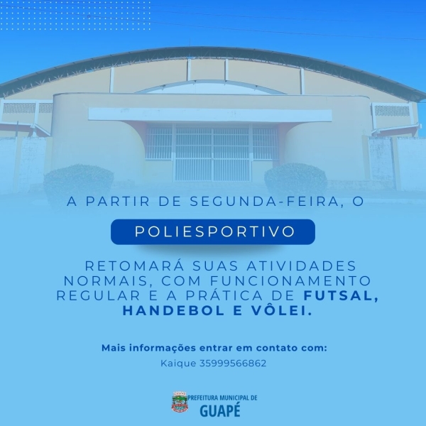 O POLISPORTIVO RETOMARÁ AS ATIVIDADES