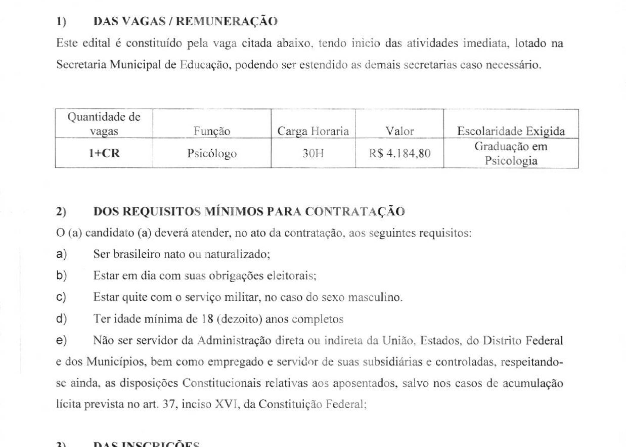 EDITAL CONVOCAÇÃO N°14/2024 - PROCESSO SELETIVO SIMPLIFICADO - Psicólogo